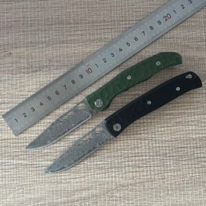wholesale G10 Handle Folding Knife – 10Cr13 Damascus Steel Blade Tactical EDC & Outdoor Tool