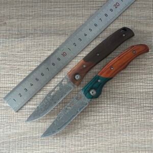 wholesale Colorful Wood Handle Damascus Folding Knife