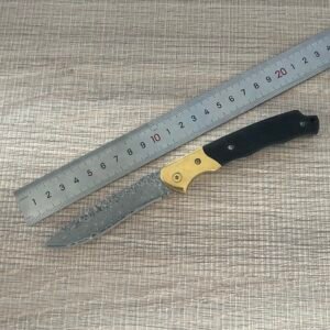 wholesale Damascus Folding Knife – Brass-Trim Handle Artisan EDC Tool
