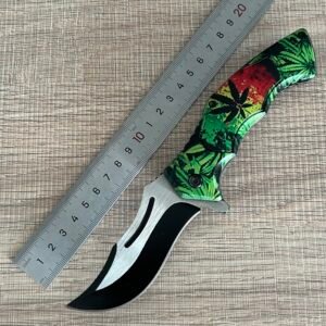 wholesale 8" Pocket Knife Bowie with Recurve Blade Folding Knife w/ Two Tone Blade